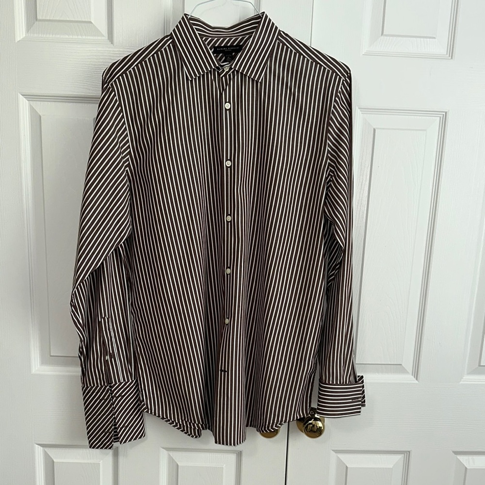 Banana Republic XL Fitted Brown and White Casual Button Down Shirt